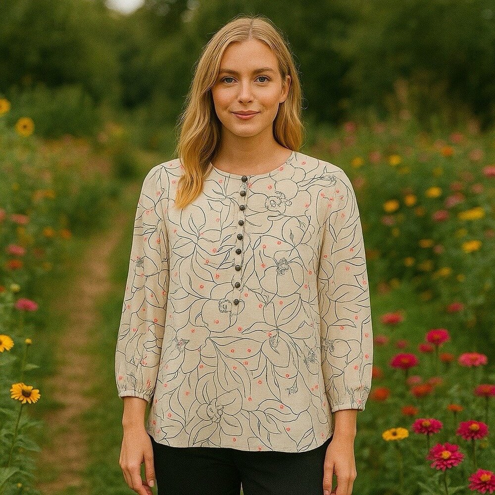 Anthropologie Maeve Bethesda Lily Flannel Button Blouse Cottagecore Whimsical S
